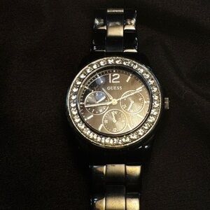 Guess Black Watch with Sparkling Accents